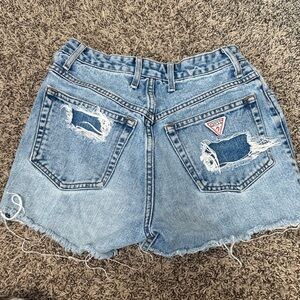Guess Light Blue Distressed Jean Shorts